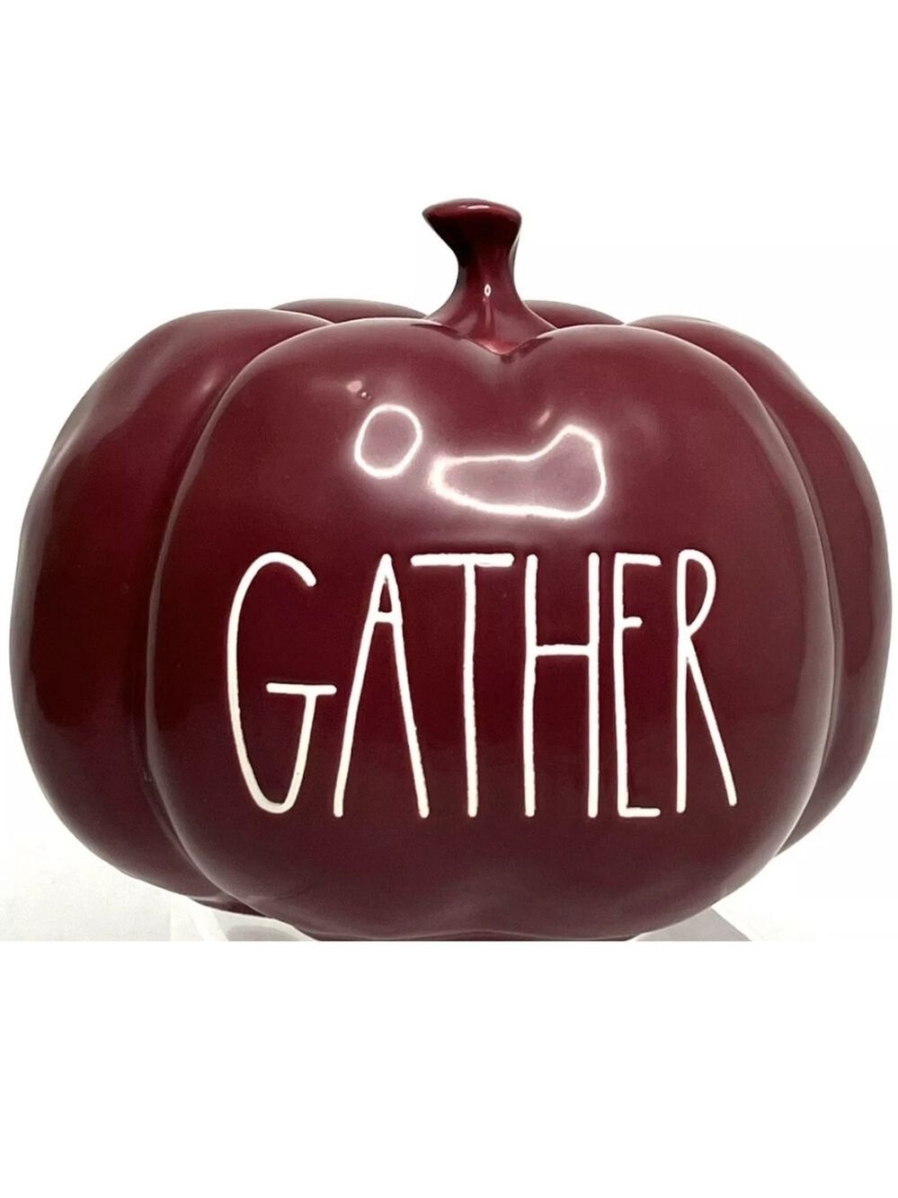 RAE DUNN CERAMIC GATHER PUMPKIN MAGENTA COLLECTION IN BURGUNDY NEW! - Picture 5 of 5